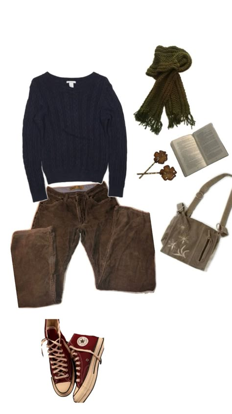 #redconverse #knittedjumper #jeans #scarf #autumn #gilmoregirls #twilight #downtowngirl #aesthetic #pumpkin #coffee #book Twilight Winter Outfits, Twilight Fall Outfits, Twilight Autumn Outfits, Autumn Day Outfit, Ll Bean Aesthetic, Twilight Aesthetic Clothes, Rory Sweater Aesthetic, Bean Aesthetic, Towa Bird