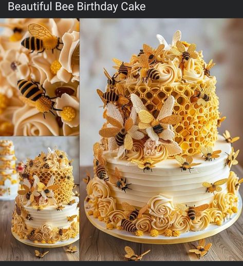 Bee Hive Cake, Bee Birthday Cake, 60th Birthday Cake, Honeycomb Cake, Bee Cake, Bee Cakes, 60th Birthday Cakes, Honey Cake, Busy Bee