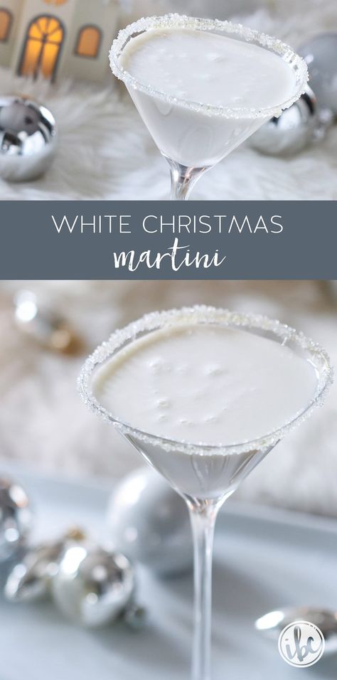 White Christmas Martini #holiday #cocktail #martini #recipe #christmas #chocolate #whitechocolate #vodka Whipped Vodka Martini Recipes, White Chocolate Snowflake Martini, New Years Martini, White Cosmopolitan Recipe, White Chocolate Milkshake, Snowball Martini, White Chocolate Martini Recipe, Snowball Cocktail, White Christmas Martini