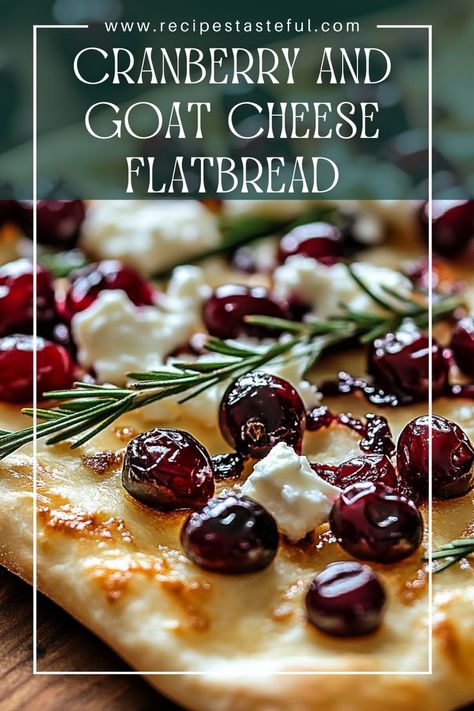 This Roasted Cranberry and Goat Cheese Flatbread combines sweet, tangy roasted cranberries with creamy goat cheese and a touch of balsamic glaze, creating a perfect balance of flavors. It’s an ideal appetizer or light meal for any occasion, sure to impress your guests! Cranberry Balsamic Flatbread With Goat Cheese, Cranberry Balsamic Flatbread, Roasted Cranberries And Goat Cheese Flatbread, Roasted Cranberry And Goat Cheese, Rustic Cranberry And Balsamic Glazed Flatbread, Holiday Flatbread Recipes, Roasted Cranberry Flatbread, Cranberry Flatbread Recipes, Rustic Cranberry And Balsamic Flatbread