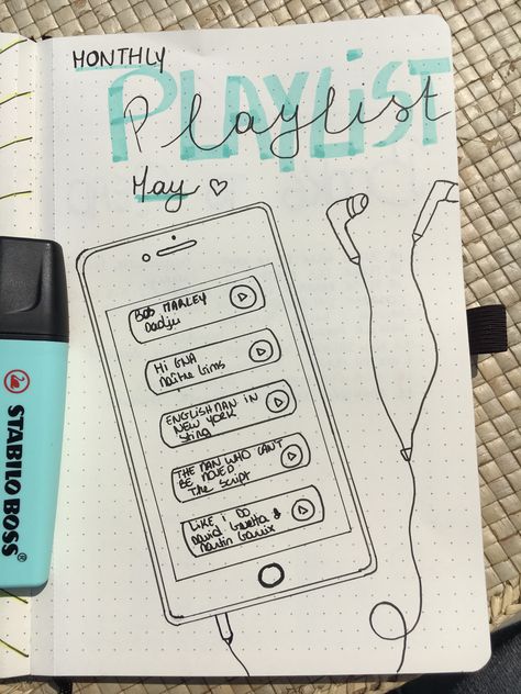 Monthly playlist May. No what's on your playlist for June? #bulletjournal #playlist Bullet Journal Simple, Journal Simple, Ideas Journal, Bullet Journal 2020, Bullet Journal Spreads, Bullet Journal 2019, Bullet Journal Ideas, Bullet Journal Mood, Bullet Journal Aesthetic