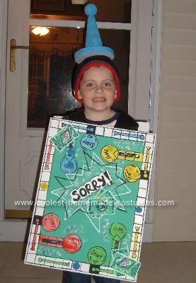 Gameboard Costume: My 6 year old son's favorite game is Sorry, and this year he decided that was what he wanted to be for Halloween, Sorry Gameboard costume. I purchased Sorry Game, Sorry Board Game, School Spirit Week, Board Games Diy, Holloween Costume, Christmas Play, Homemade Costumes, Trunk Or Treat, Game Costumes