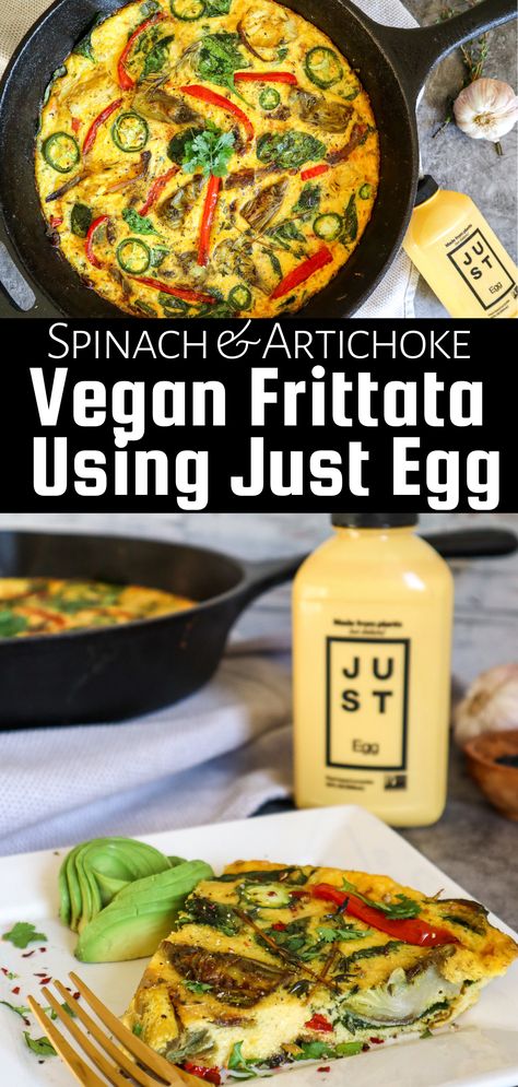 Just Eggs Vegan Recipes, Just Egg Vegan Recipes, Just Egg Recipes, Spinach Sauteed, Artichoke Frittata, Fritata Recipe, Heal Gut, Vegan Frittata, Food Baddie