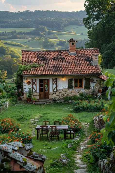 Inside A Cottage Home, Cottage Aesthetic House Interior, Cottagecore House Design, Cute Cottages, Brick Cottage, Cottage Aesthetic, Casa Country, Dream Cottage, Dream House Exterior