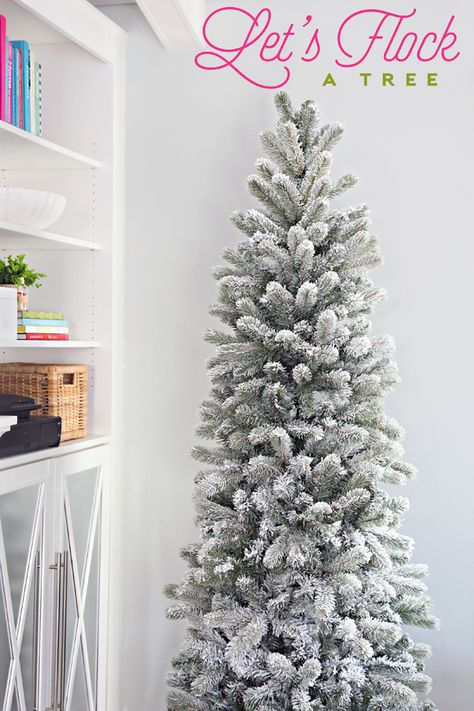 DIY Flocking a Tree The hustle and bustle of the holiday season has come and gone, but today we are going to chat about one decorative detail that was a really ... Frosted Christmas Tree, Flocked Trees, Jennifer Jones, Antique Finds, A White Christmas, Flocked Christmas Trees, Artificial Tree, The Hustle, Farmhouse Christmas Decor