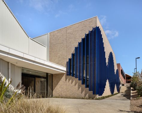 Brick Inlay facade, St Francis Xavier College Music and Drama Centre Glazed Brick Tiles, St Francis Xavier, Precast Concrete Panels, Types Of Bricks, Francis Xavier, Facade Panel, Glazed Brick, Urban Landscape Design, Mix Use Building