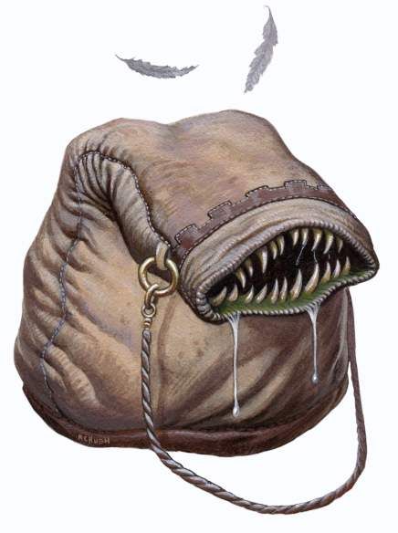 bag of devouring Bag Of Holding Art, Dungeons And Dragons Monsters, Mimic Monster, Cursed Items, Magical Item, Bag Of Holding, Magical Items, Heroic Fantasy, Magic Items