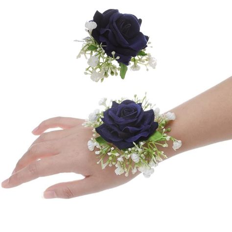 PRICES MAY VARY. Material: Handcrafted, lifelike silk roses, very vintage corsages and corsage sets. Two-in-one design: Our corsage has pins and clips on the back (both with Velcro), which can be tied on the wrist as a wrist corsage, and at the same time, it can be fixed on a wedding dress with a clip and used as a shoulder corsage. EASY TO USE: The handmade wrist corsage has an adjustable bracelet, which is very convenient to wear on the wrist, it can also be worn on the lapel, as a wrist corsa Hoco Corsage, Bridesmaid Wrist Corsage, Rose Wrist Corsage, Corsage Wristlet, Shoulder Corsage, Black Corsage, Corsage Ideas, Corsage And Boutonniere Set, Wrist Corsages