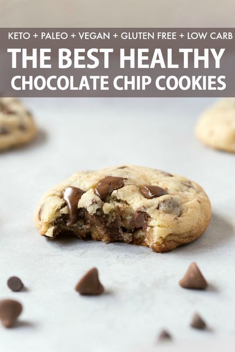 Healthy Cookie Recipes Chocolate Chip, Healthy Chocolate Chip Cookie, Healthy Chocolate Chip Cookies, Healthy Chocolate Chip, Healthy Cookie Recipes, Chocolate Chip Cookie Recipe, Chip Cookie Recipe, Diet Vegetarian, Keto Cookies