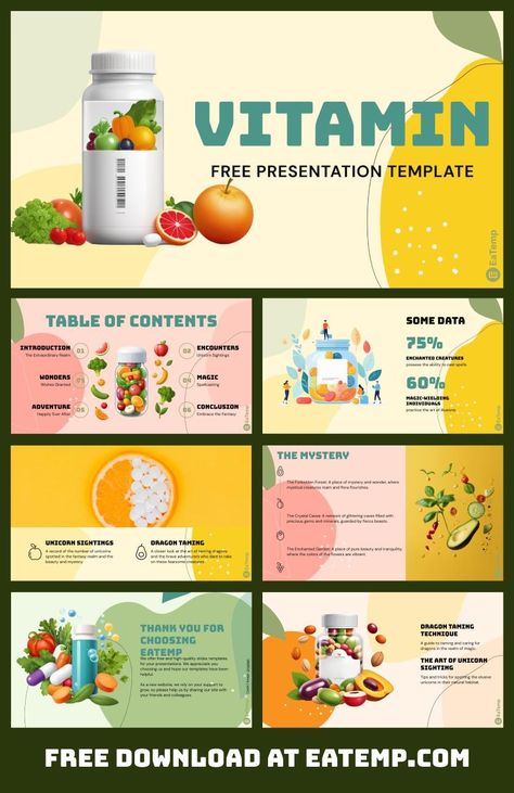 Vitamin 13 Nutrition Notes, Computer Notes, Web Ideas, Free Ppt Template, Case Presentation, Organic Molecules, 포트폴리오 레이아웃, Powerpoint Free, Google Slides Theme