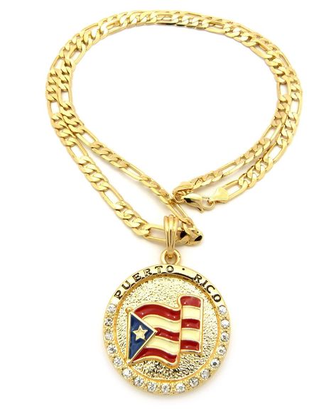 Puerto Rico Map, Figaro Necklace, Puerto Rico Flag, Chain Necklace Gold, Figaro Chain Necklace, Diamond Evil Eye, Wooden Necklace, Figaro Chains, Chain Fashion