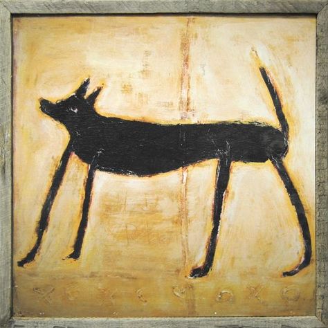 Small Black Dog Art Print Small Black Dog, Painted Fox Home, Sugarboo Designs, Reclaimed Wood Frames, Dog Print Art, Dog Signs, Vintage Art Prints, Black Dog, Simple Art