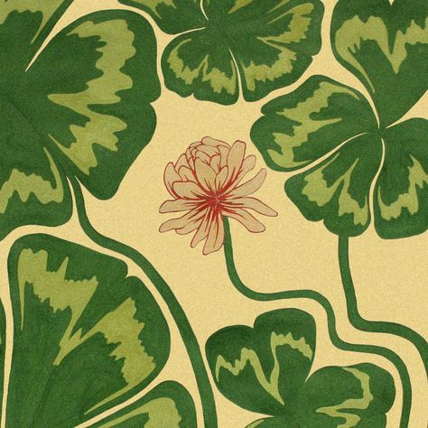 clovers 🍀 prints available on my website 👁️ Funky Art Prints, Edmund Dulac, Apartment Art, Graphic Arts, Malbec, Funky Art, May 22, Green Aesthetic, Giclee Art