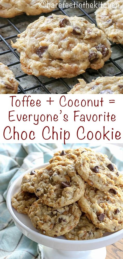 Pecan Chocolate Chip Cookies, Pudding Cookies Recipes, Pecan Chocolate, Chocolate Chip Pecan Cookies, Coconut Pecan, Pudding Cookies, Apple Chips, Choc Chip Cookies, Chocolate Toffee