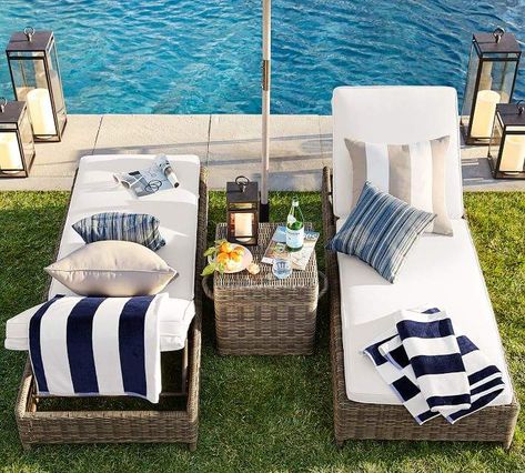 Pottery Barn Torrey All-Weather Wicker Accent Cube, Charcoal Gray Used Outdoor Furniture, Upholstered Chaise, Best Outdoor Furniture, Summer Goals, Indoor Outdoor Pillows, Outdoor Chaise, Pool Toys, Outdoor Chaise Lounge, Teak Outdoor