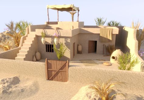 Ancient Egyptian House, Egyptian House, House In The Desert, Life In Ancient Egypt, Mud House, Adobe House, Cob House, Earth Homes, Desert Homes