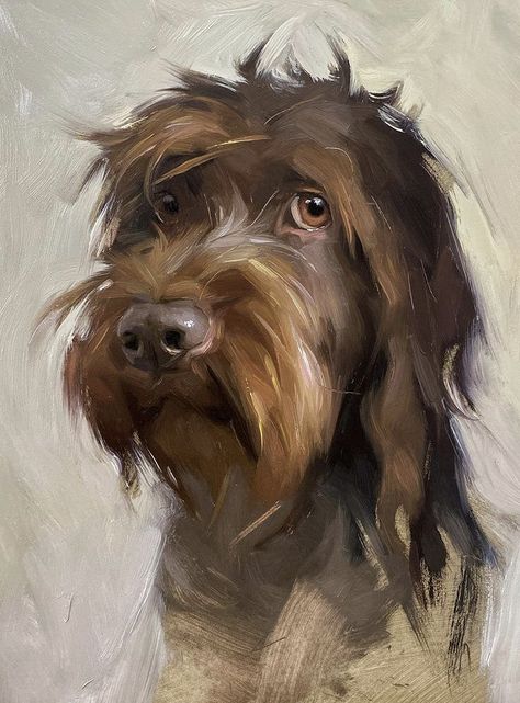 Oil Pet Portraits, Dog Oil Painting Pet Portraits, Pet Oil Paintings, Dog Oil Pastel, Dog Paintings Acrylic Easy, Animal Art Work, Acrylic Dog Painting, Jennifer Gennari, Dog Watercolor Painting