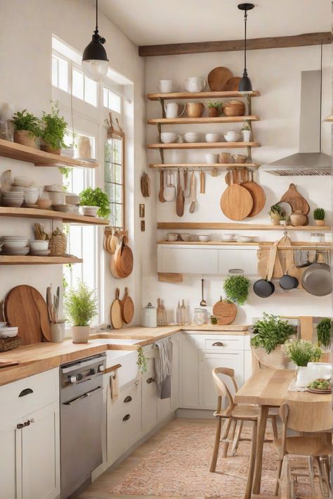 Kitchen Interior Light Colour, Bright Cozy Kitchen, Bright Earthy Kitchen, Warm Home Aesthetic Kitchen, Nature Vibe Kitchen, Bright Room Colors, Best Wall Colors, Modern Paint Colors, Cozy Cottage Kitchen