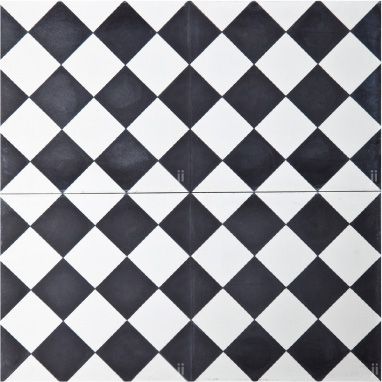 Black and White Diamond Reproduction Tile by Jatana Interiors. Black And White Diamond Tile, Diamond Tile Backsplash, Neutral Bathroom Tile, Small Apartment Floor Plans, Ceramic Tile Floor Bathroom, Cafe Bar Interior, Black And White Tiles Bathroom, Ceramic Tile Colors, Hydraulic Tiles