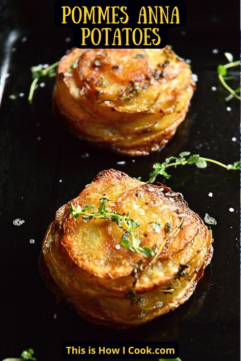 These muffin cup Pommes Anna are really just crisp and golden potatoes on the outside, while creamy and tender within. Impress everyone with this easily made side dish and have them begging for more. #pommesannarecipe #pommesannamuffin #pommesanna #pommesannapotatoes Potatoes Anna Recipe, Pommes Anna Potatoes, Pommes Anna Recipe, Potatoes Anna, Pommes Anna, Golden Potatoes, Muffin Cup, 2024 Recipes, Potato Crisps