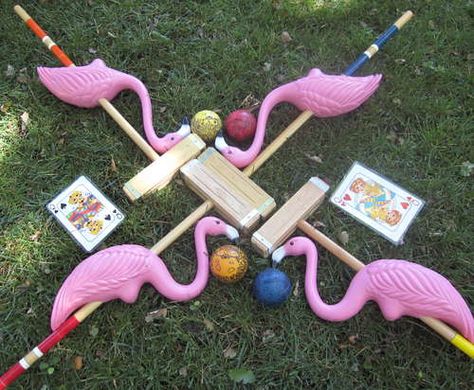 pink flamingo croquet Alice In Wonderland Croquet, Flamingo Croquet, Alice Tea Party, Mad Hatter Party, Alice In Wonderland Birthday, Alice In Wonderland Theme, Alice In Wonderland Tea Party, Mad Tea Party, Alice In Wonderland Party