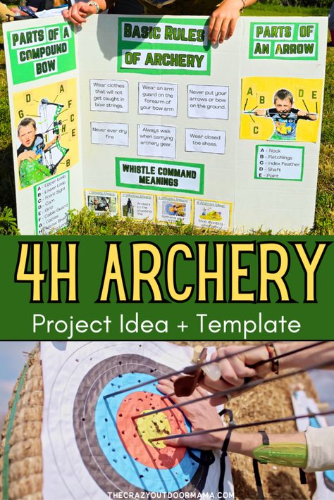 4h archery project idea for tri fold presentation board 4h Archery Projects, Archery Arts And Crafts, 4h Fair Projects, 4h Presentation Ideas Kids, 4-h Ideas, 4-h Shooting Sports Poster Ideas, 4h Shooting Sports Projects, 4h Projects, Making A Archery Target With Paper Directions