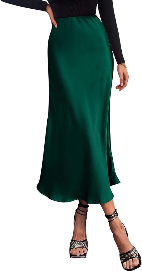 Amazon.com: BTFBM 2023 Women's Long Satin Summer Fall Skirt Silk Elegant High Waist Cocktail Party Wedding Flared A-Line Midi Skirts(Solid Brown, Small) : Clothing, Shoes & Jewelry Midi Satin Skirt, Wedding Guest Skirt, Long Satin Skirt, Elegant Midi Skirt, Satin Skirts, Waisted Skirts, Cocktail Skirts, Cocktail Party Wedding, Skirt Silk