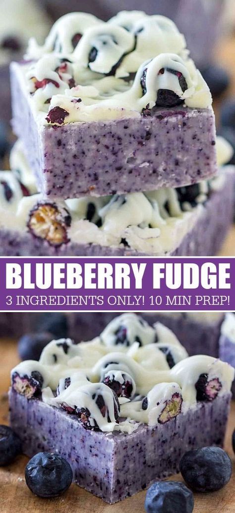 Blueberry Fudge is very easy to make with just 3 ingredients and just a few minutes of prep work. The fudge is sweet, creamy and full of flavor. #fudge #nobake #dessertrecipes #sweetandsavorymeals #easyrecipe Blueberry Fudge, Homemade Fudge Recipes, Fudge Bars, Savory Meals, Fudge Recipes Easy, Dessert Aux Fruits, Homemade Fudge, Easy Blueberry, Candy Recipes Homemade