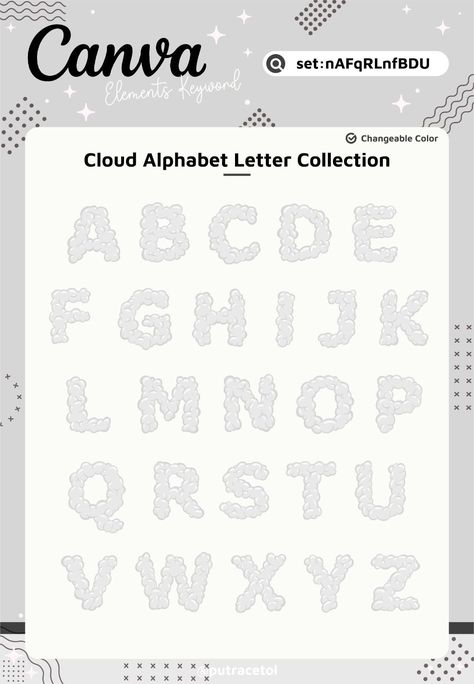 Introducing Cloud Alphabet, a captivating collection of Canva theme elements designed to elevate your designs. This enchanting set features a unique and stylish font, perfect for adding a touch of elegance and personality to your projects. Whether you're creating social media graphics, invitations, or branding materials, Cloud Alphabet's versatile design will make your creations stand out. Unleash your creativity and infuse your work with a touch of magic. 



#fonts #instagramfonts #coolfonts #tattoofonts #cursivefonts #oldenglishfonts #letterfonts #fontstyle #scriptfonts #creativefonts #fontinspiration #digitalfonts Canva Theme, Canva Background, Cute Fonts Alphabet, Fonts Handwriting Alphabet, Background Elements, Creative Advertising Photography, Canva Font, Keyword Elements Canva, Handwriting Alphabet