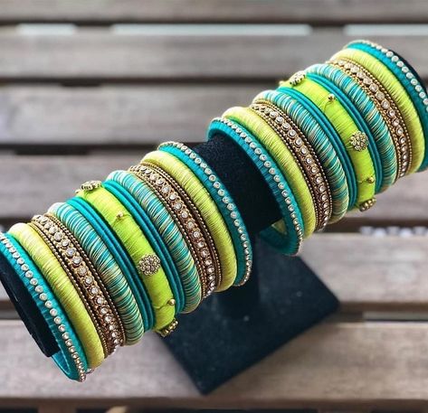 Silk Thread Earrings Designs, Fabric Bangles, Silk Thread Bangles Design, Silk Bangles, Silk Thread Earrings, Thread Bangles Design, Colorful Bangles, Silk Jewelry, Antique Jewellery Designs