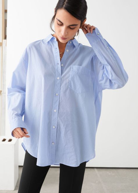 Button Up Shirt Outfit, Oversized Button Up Shirt, Oversized Shirt Outfit, Oversized Button Down Shirt, Blue Button Up Shirt, Trouser Outfits, Chic Shirts, Light Blue Shirts, Straight Trousers