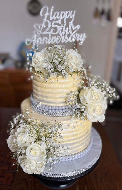 Cakes For 25th Anniversary, 25 Wedding Anniversary Cakes, 25 Th Anniversary Cake, 25th Marriage Anniversary, 25th Anniversary Cake, Marriage Anniversary Cake, 25th Wedding Anniversary Cakes, Engagement Stage, Silver Weddings