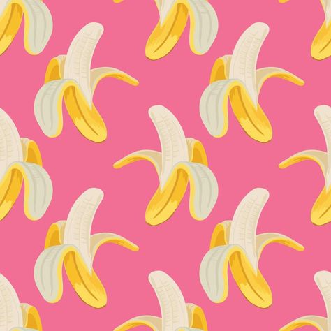 just cute banana seamless pattern on pink background Banana Wallpaper, Banana Party, Cartoon Banana, Cute Banana, Banana Pattern, Pink Banana, Girl Vibe, Party Animals, Orange Background