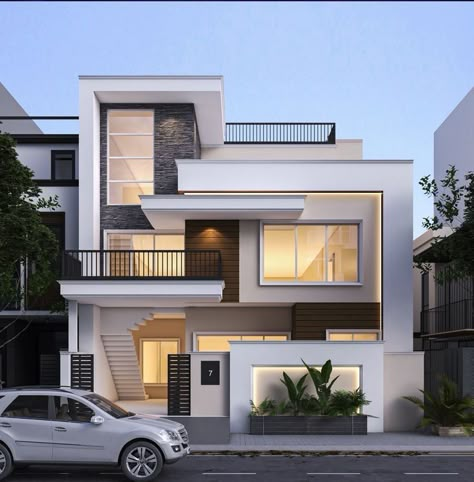 Home Front Elevation, House Structure Design, House Front Porch, House Outer Design, Small House Elevation, House Roof Design, Small House Front Design, House Balcony Design, Two Story House