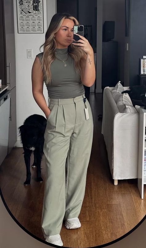 30 (More) Elevated Basic Outfits to Wear to Work in 2024 | Go For Kady Business Casual Tank Top Outfit, Sports Professional Outfits, Smart Casual Tops Women, Chic Casual Friday Work Outfit, Womens Summer Office Outfits, Work Summit Outfits, Clothing Styles For Women In 30's, Clinician Outfit, Bartending Interview Outfit