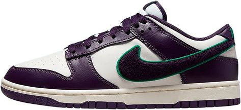 Nike Mens Dunk Low DQ7683 100 Chenille Swoosh - Grand Purple - Size 10 12th Man, Air Jordan 1 Mid, Nike Dunk Low, Dunk Low, Nike Dunk, Nike Dunks, Basketball Shoes, Nike Men, Air Jordans