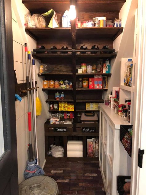 Under Basement Stair Storage Ideas, Stair Closet Pantry, Understairs Cleaning Cupboard, Storage Under Basement Stairs Ideas, Under Stairs Storage Solutions Pantry, Under Stairs Pantry Design, Under Stairway Pantry, Under Stairs Cleaning Closet, Kitchen Under Stairs Ideas