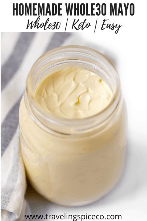 Homemade Whole30 Mayo takes less than 60 seconds to make and taste better than store-bought. With only 5 simple ingredients, this mayonnaise recipe will become a Whole30 staple in your refrigerator. #homemademayo #whole30mayo #ketomayo Whole 30 Mayonnaise Recipe, Whole 30 Mayo, Paleo Mayo Recipe, Whole30 Mayo, Healthy Mayo, Paleo Mayo, Paleo Mayonnaise, Low Oxalate Diet, Avocado Oil Mayo