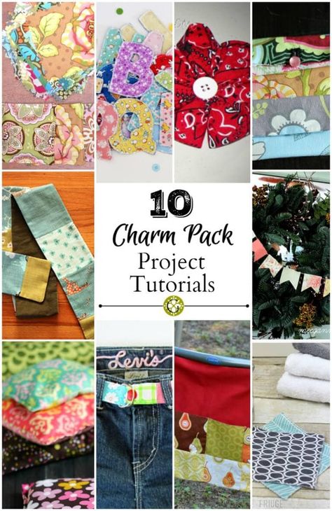 10 Charm Pack Project Tutorials. Great easy crafts that you can make with 5 inch squares of fabric. - gardenmatter.com Sewing Projects With Scraps, Charm Pack Projects, Charm Pack Patterns, Quilt Diy, Charm Pack Quilts, Baby Clothes Quilt, Trendy Sewing Projects, Hello Kitty Tattoos, Charm Squares