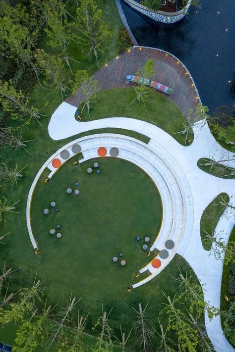 Amphitheater Architecture, Landscape Plaza, Gardening Design Diy, Plaza Design, Park Landscape, Landscape And Urbanism, Landscape Plan, Landscape Architecture Design, Urban Park