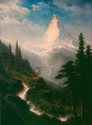 The Matterhorn Italy Landscape Painting, Brown Mountain Painting, Distant Mountains Painting, Matterhorn Painting, Albert Bierstadt Landscapes, Master Study, Alps Switzerland, Matterhorn Mountain, Study Painting