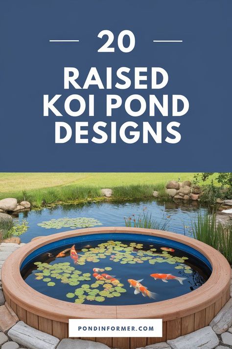 Raised Koi Pond Designs Building A Pond Diy, Small Koi Pond Ideas Diy, Indoor Koi Pond Ideas, Diy Patio Pond, Backyard Fish Pond Ideas, Raised Koi Pond, Indoor Koi Pond, Diy Koi Pond, Japanese Koi Pond