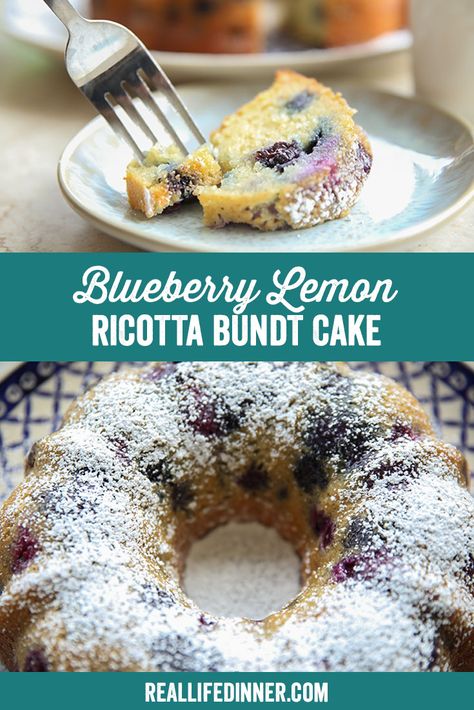 Gluten Free Banana Dessert Recipes, Dessert Gf, Blueberry Bundt Cake Recipes, Lemon Blueberry Bundt, Ricotta Pound Cake, Lemon Blueberry Pound Cake, Lemon Blueberry Bundt Cake, Blueberry Bundt, Gf Treats