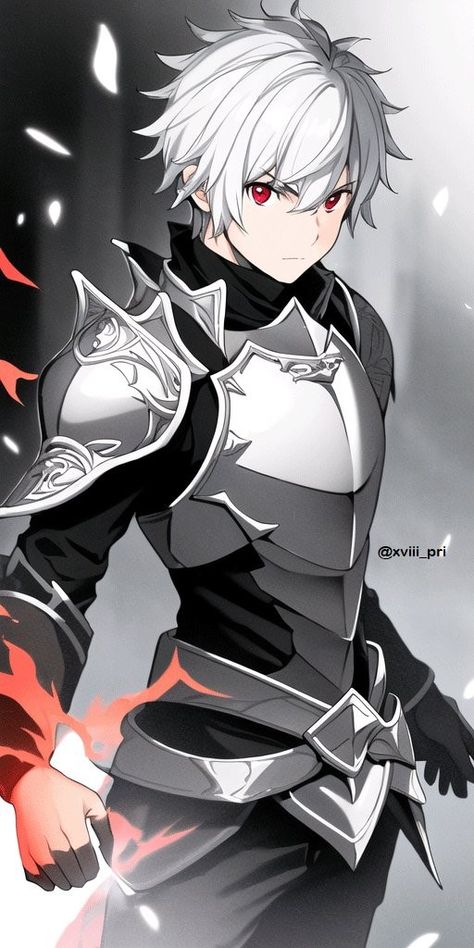 Anime Knight, Danmachi Anime, Pelo Anime, Anime Warrior, The Embrace, Fantasy Armor, Character Design Animation, Character Design Male, Red Eyes