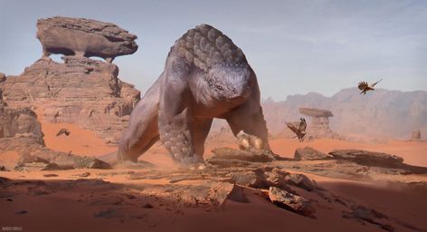 Desert Monster, Fantasy Desert, Fantasy Scenery, Alien Artwork, Science Fiction Artwork, Desert Animals, Beast Creature, Creatures Art, Creature Artwork