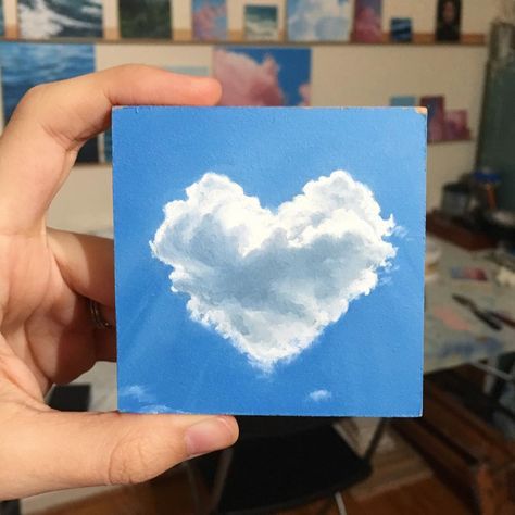 Cloud Painting Acrylic, Rainy Friday, Whimsical Art Journal, Prismacolor Art, Dancing Drawings, Joni Mitchell, Small Canvas Paintings, Heart Painting, Beauty Art Drawings