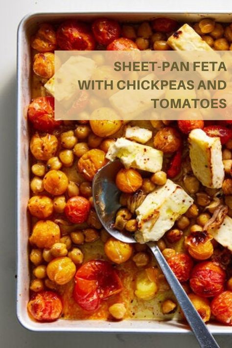 Sheet Pan Feta With Chickpeas And Tomatoes, Chickpea Tomato Feta Bake, Chickpeas And Tomatoes, Greek Appetizers, Feta Cheese Recipes, Greek Chickpeas, Fried Cheese, Baked Feta, Classic Appetizers