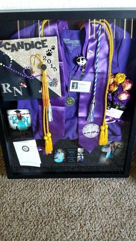 DIY Graduation Party Ideas #DIY #Graduation #Party #Ideas Diy Graduation Party Ideas, College Graduation Decorations, Shadow Box Diy, Ship Goals, Diy Graduation Party, Shadow Box Graduation, Nursing School Graduation Party, Shadow Box Ideas, Graduation Memories