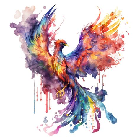 Phoenix Watercolor Tattoo, Phoenix Watercolor, Phoenix Pictures, Watercolor Phoenix Tattoo, Phoenix Painting, Phoenix Artwork, Phoenix Images, Phoenix Tattoo Design, Phoenix Tattoo