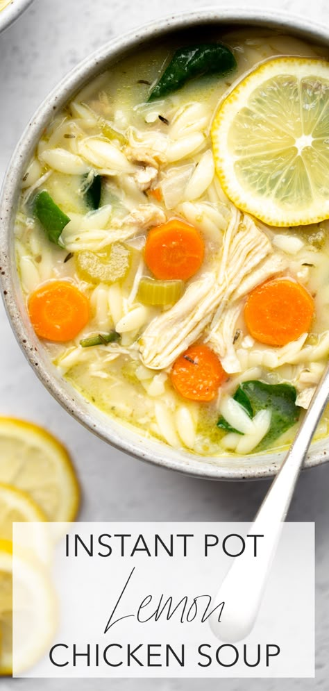 Instant Pot Lemon Chicken Soup, Instapot Soups With Chicken, Minimalist Meals, Instapot Soup Recipes, Pressure Cooker Soup, Instant Pot Lemon Chicken, Pressure Cooker Soup Recipes, Chicken Orzo Pasta, Pressure Cooker Recipes Chicken